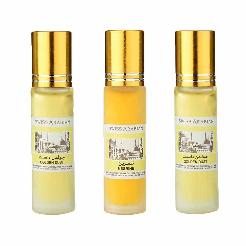 Swiss Arabian Attar -pack of 3 (Golden Dust, Nesrine)